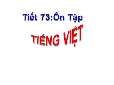 Bài giảng Ngữ văn Lớp 9 - Tiết 73: Ôn tập Tiếng Việt