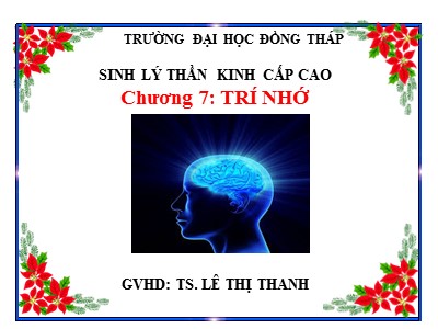Bài giảng Trí nhớ - Nguyễn Văn Xuyên