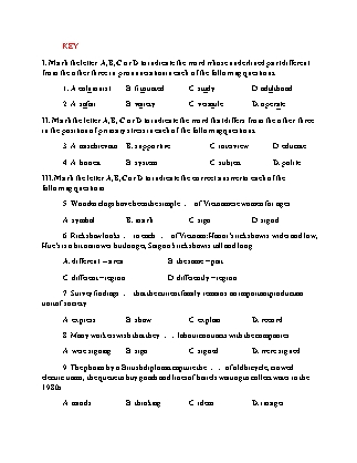 Đề thi trắc nghiệm môn Tiếng Anh Lớp 9 - Đề số 24 (Dành cho giáo viên - Có đáp án)