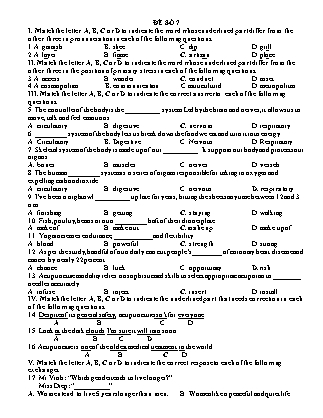 Đề thi trắc nghiệm môn Tiếng Anh Lớp 9 - Đề số 7 (Dành cho giáo viên - Có đáp án)