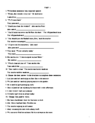 Một số bài kiểm tra một tiết môn Tiếng Anh Lớp 9 (có đáp án)