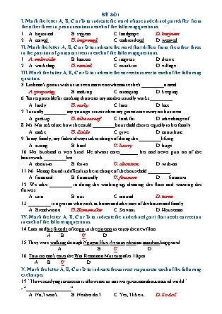 Tổng hợp 5 đề thi trắc nghiệm môn Tiếng Anh Lớp 9 (Dành cho giáo viên - Có đáp án)