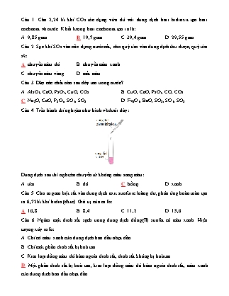 Tổng hợp 50 câu trắc nghiệm môn Hóa học Lớp 9 - Phần Oxit (có đáp án)