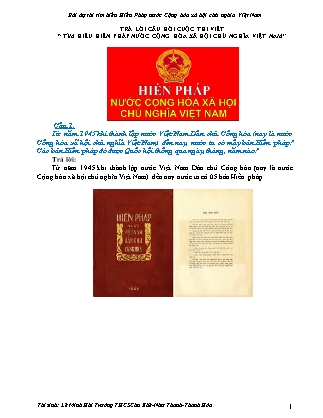 Bài dự thi tìm hiểu Hiến pháp nước Cộng hòa Xã hội Chủ nghĩa Việt Nam - Lê Minh Hải
