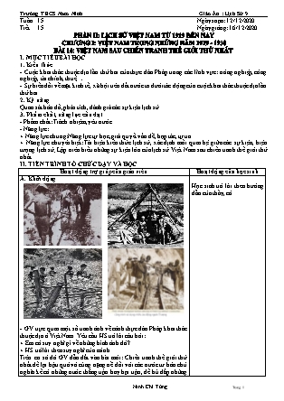 Giáo án Lịch sử Lớp 9 - Bài 14: Việt Nam sau chiến tranh thế giới thứ nhất - Năm học 2020-2021 - Trường THCS Nam Ninh