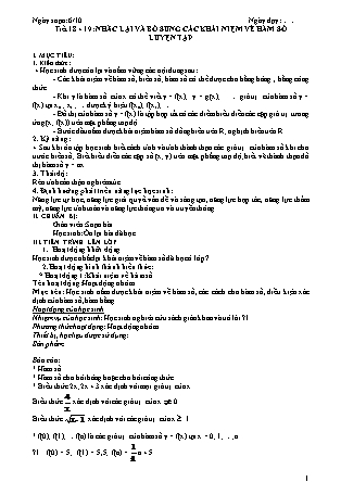 Giáo án Đại số Lớp 9 - Tiết 18+19: Nhắc lại và bổ sung các khái niệm về hàm số luyện tập