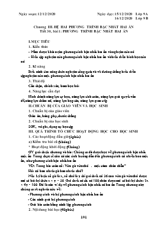 Giáo án Đại số Lớp 9 - Tiết 30 đến 38 - Năm học 2020-2021