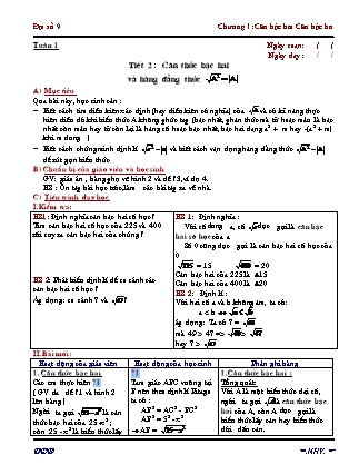 Giáo án Đại số 9 - Tiết 2: Căn thức bậc hai và hằng đẳng thức (Mới)