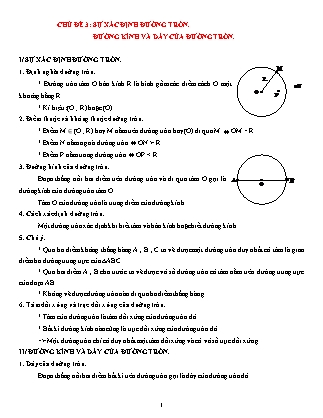 Giáo án Dạy thêm Hình học Lớp 9 - Chủ đề 3: Sự xác định đường tròn. Đường kính và dây của đường tròn