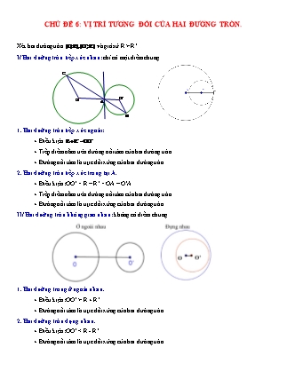 Giáo án Dạy thêm Hình học Lớp 9 - Chủ đề 6: Vị trí tương đối của hai đường tròn