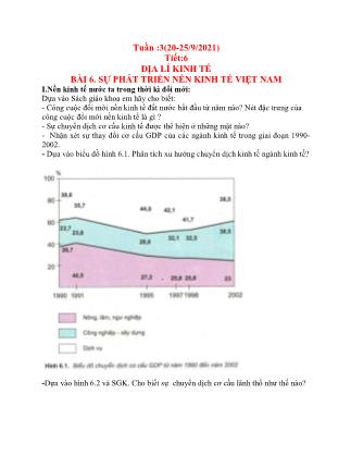 Giáo án Địa lý Lớp 9 - Bài 6: Sự phát triển nền kinh tế Việt Nam - Năm học 2021-2020