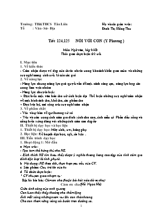 Giáo án Ngữ văn Lớp 9 - Tiết 124+125: Nói với con (Y Phương) - Đinh Thị Hồng Thu