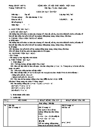 Giáo án Đại số Lớp 9 - Tiết 28: Ôn tập Chương II (Tiết 2) - Năm học 2018-2019 - Nguyễn Thị Du