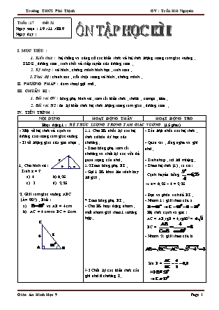 Giáo án Đại số Lớp 9 - Tiết 31: Ôn tập học kỳ I - Năm học 2019-2020 - Trần Hải Nguyên