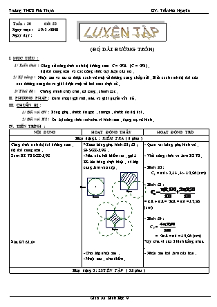 Giáo án Đại số Lớp 9 - Tiết 53: Luyện tập (Độ dài đường tròn) - Năm học 2019-2020 - Trần Hải Nguyên