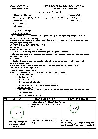 Giáo án Hình học Lớp 9 - Tiết 18: Sự xác định đường tròn.Tính chất đối xứng của đường tròn - Nguyễn Văn Tân