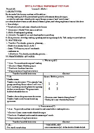 Giáo án Tiếng Anh Lớp 6 - Unit 5: Natural wonders of the word - Lesson 5: Skills 1