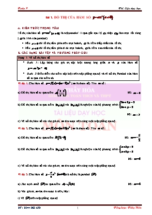 Tài liệu dạy học Đại số Lớp 9 - Chương 4: y=ax² - Bài 2: Đồ thị của hàm số y=ax²