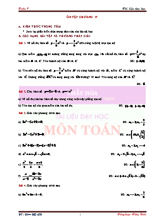 Tài liệu dạy học Đại số Lớp 9 - Chương 4: y=ax² - Bài: Ôn tập Chương 4