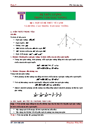 Tài liệu dạy học Hình học Lớp 9 - Chương 1: Hệ thức lượng trong tam giác vuông - Bài 1: Một số hệ thức về cạnh và đường cao trong tam giác vuông
