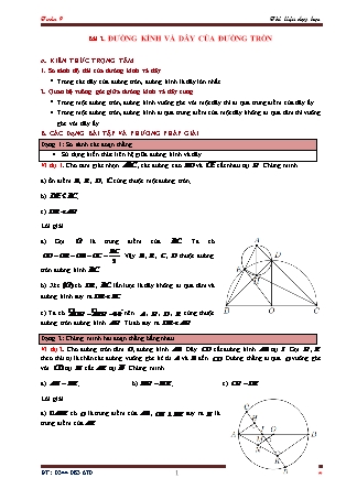 Tài liệu dạy học Hình học Lớp 9 - Chương 2: Đường tròn - Bài 2: Đường kính và dây của đường tròn