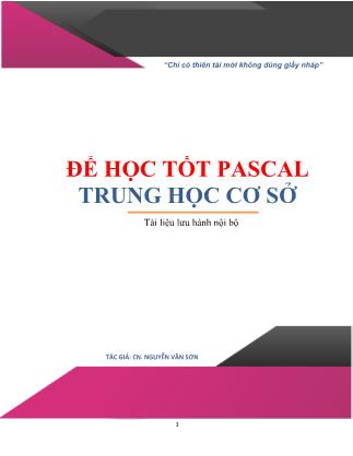 Tài liệu Để học tốt Pascal Trung học cơ sở - Nguyễn Văn Sơn