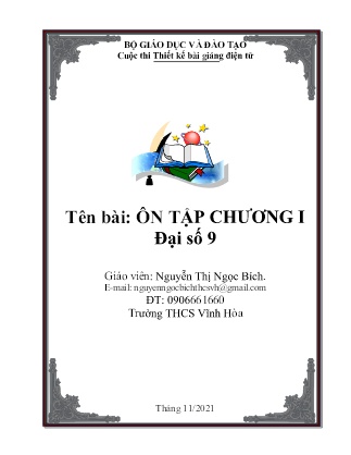 Giáo án Đại số Lớp 9 - Ôn tập chương 1 - Nguyễn Thị Ngọc Bích