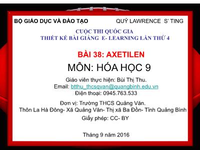 Bài giảng Hóa học Lớp 9 - Bài 38: Axetilen - Bùi Thị Thu