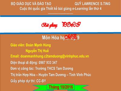 Bài giảng Hóa học Lớp 9 - Polime - Đoàn Mạnh Hùng