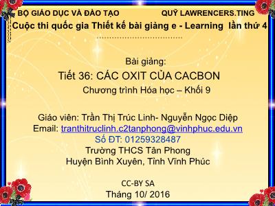 Bài giảng Hóa học Lớp 9 - Tiết 36: Các oxit của cacbon - Trần Thị Trúc Linh