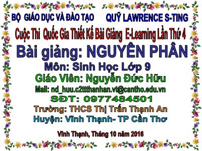 Bài giảng Sinh học Lớp 9 - Nguyên phân - Nguyễn Đức Hữu