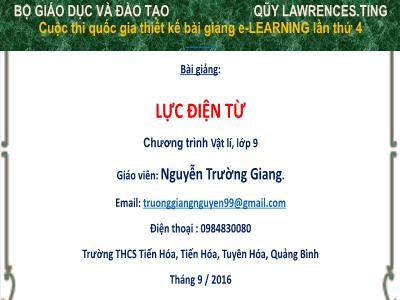 Bài giảng Vật lí Lớp 9 - Lực điện từ - Nguyễn Trường Giang