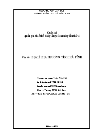 Bài thuyết trình Địa lí Lớp 9 - Địa lí địa phương tỉnh Hà Tĩnh - Trần Văn Cát