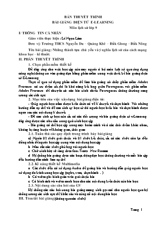 Bài thuyết trình Lịch sử Lớp 9 - Những thành tựu chủ yếu và ý nghĩa lịch sử của cách mạng khoa học, kĩ thuật - Lê Ngọc Lâm