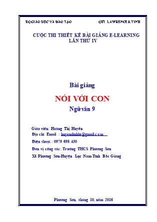 Bài thuyết trình Ngữ văn Lớp 9 - Nói với con - Hoàng Thị Huyền