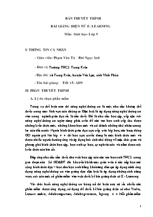 Bài thuyết trình Sinh học Lớp 9 - Tiết 15: ADN - Phạm Văn Tá