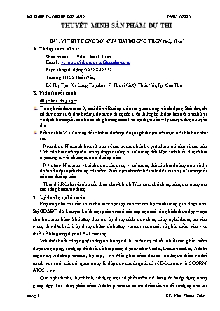 Bài thuyết trình Toán Lớp 9 - Vị trí tương đối của hai đường tròn (Tiếp theo) - Văn Thanh Trúc