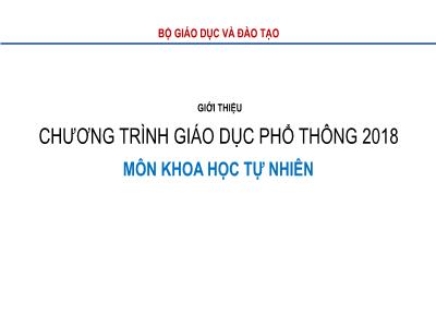 Chương trình Giáo dục phổ thông 2019 môn Khoa học tự nhiên