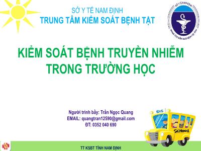 Tài liệu tập huấn Kiểm soát bệnh truyền nhiễm trong trường học