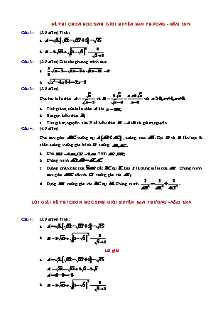Đề chọn học sinh giỏi cấp huyện môn Toán Lớp 9 - Năm học 2019-2020 - Phòng GD&ĐT Đan Phượng (Có đáp án)