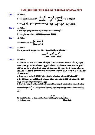 Đề giao lưu học sinh giỏi môn Toán Lớp 9 - Năm học 2018-2019 - Phòng GD&ĐT Nam Trực (Có đáp án)