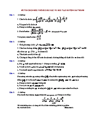 Đề thi chọn học sinh giỏi cấp huyện môn Toán Lớp 9 - Năm 2019 - Phòng GD&ĐT Kim Thành (Có đáp án)