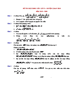 Đề thi chọn học sinh giỏi cấp huyện môn Toán Lớp 9 - Năm học 2019-2020 - Phòng GD&ĐT Quan Sơn (Có đáp án)