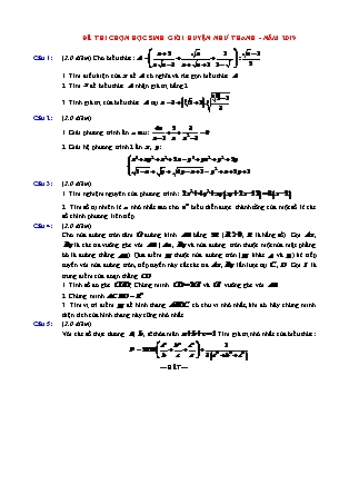 Đề thi chọn học sinh giỏi cấp huyện môn Toán Lớp 9 - Năm học 2019-2020 - Phòng GD&ĐT Như Thanh (Có đáp án)