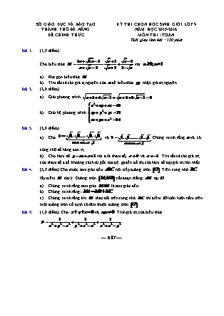 Đề thi chọn học sinh giỏi môn Toán Lớp 9 - Năm học 2015-2016 - Thành phố Đà Nẵng (Có đáp án)
