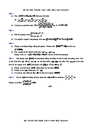 Đề thi chọn học sinh giỏi môn Toán Lớp 9 - Năm học 2016-2017 - Thành phố Vinh (Có đáp án) Đề thi chọn học sinh giỏi môn Toán Lớp 9 - Năm học 2016-2017 - Thành phố Vinh (Có đáp án)