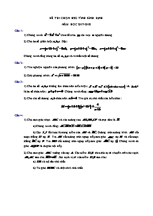 Đề thi chọn học sinh giỏi môn Toán Lớp 9 - Năm học 2017-2018 - Tỉnh Bình Định (Có đáp án)