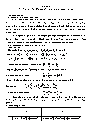 Bồi dưỡng học sinh giỏi môn Toán Lớp 9 - Chương I, Chủ đề 6: Một số kỹ thuật sử dụng bất đẳng thức Bunhiacopxki (Có đáp án)