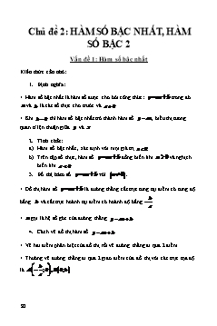 Chuyên đề bồi dưỡng học sinh giỏi Đại số Lớp 9 - Chủ đề 2: Hàm số bậc nhất, hàm số bậc 2