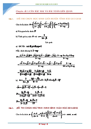 Chuyên đề bồi dưỡng học sinh giỏi môn Toán Lớp 9 - Bộ 6